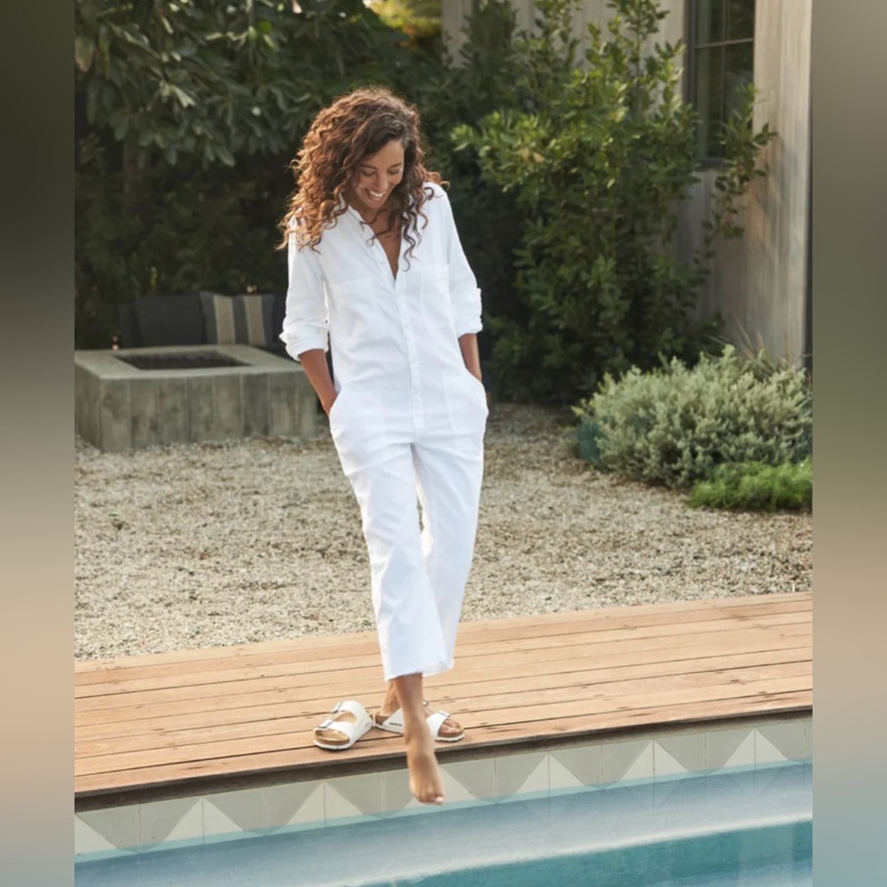 Frank & Eileen Northern Ireland White Jumpsuit Size Large EUC - Picture 2 of 9